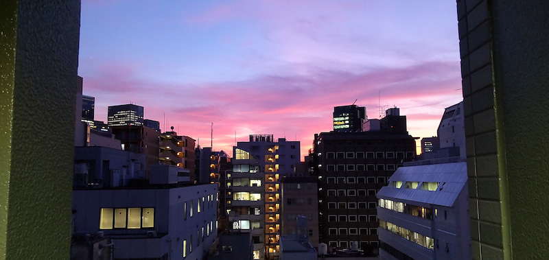 夕日。